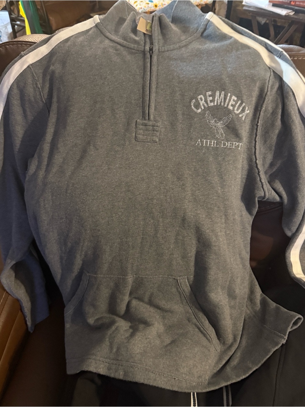 Daniel Cremieux Charcoal Gray 1/4 Zip Pullover with White Shoulder Stripes